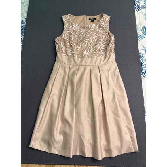 Jessica Howard Womens Size 16 Beige Embroidered Sleeveless Fit & Flare Dress Wit - Picture 1 of 6